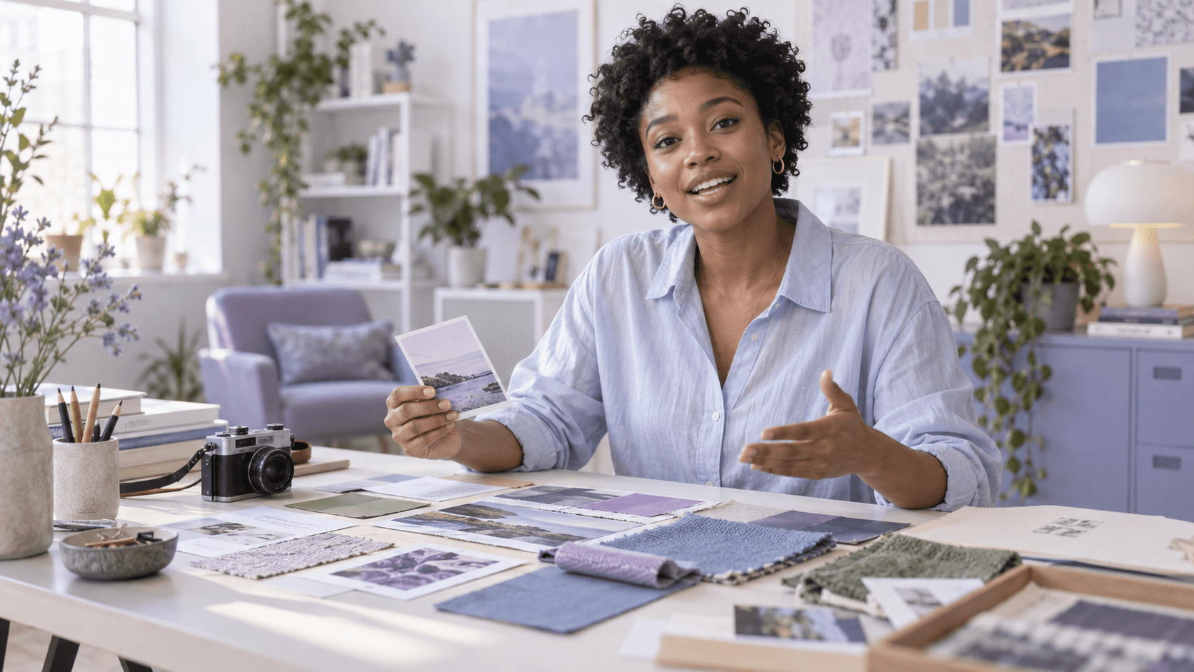 Illustrative creator working on a design at her desk